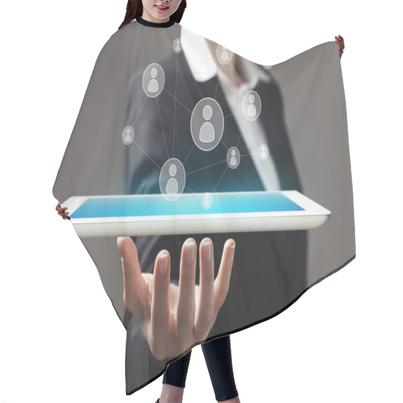 Personality  Tablet In Hands Hair Cutting Cape