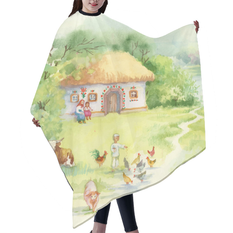 Personality  Little Boy Feeding Farm Animals Hair Cutting Cape