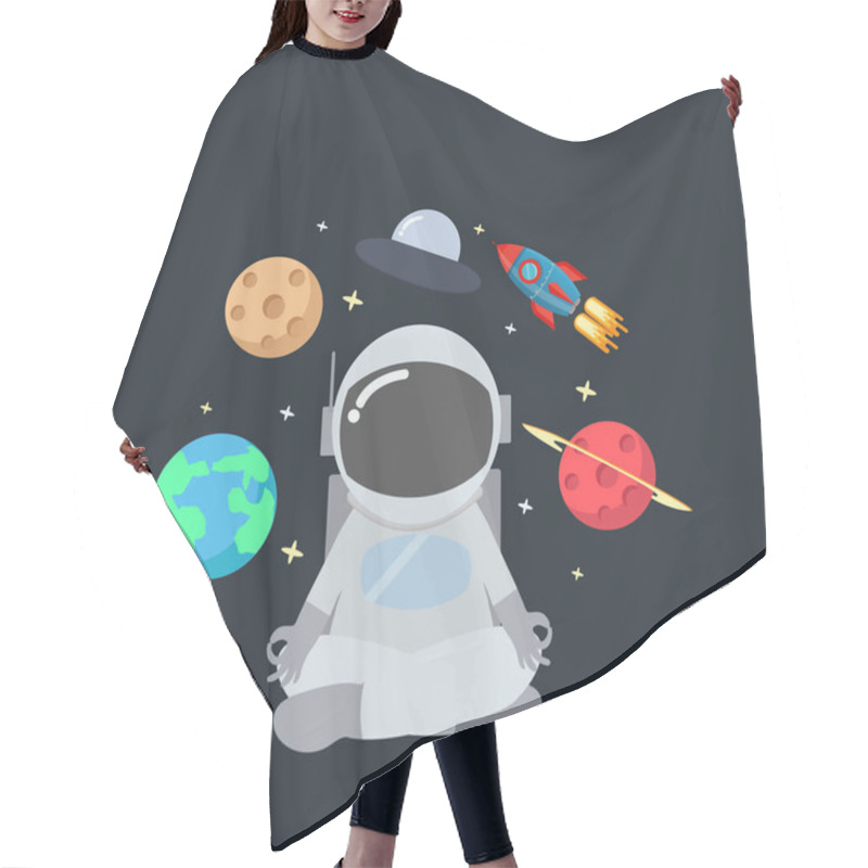 Personality  Astronaut Meditating  In Space Background Hair Cutting Cape