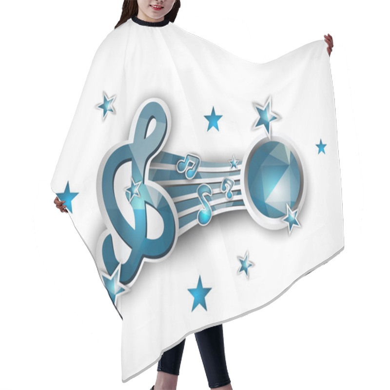 Personality  Treble Clef With Musical Notes Geometric Polygonal Abstract Back Hair Cutting Cape