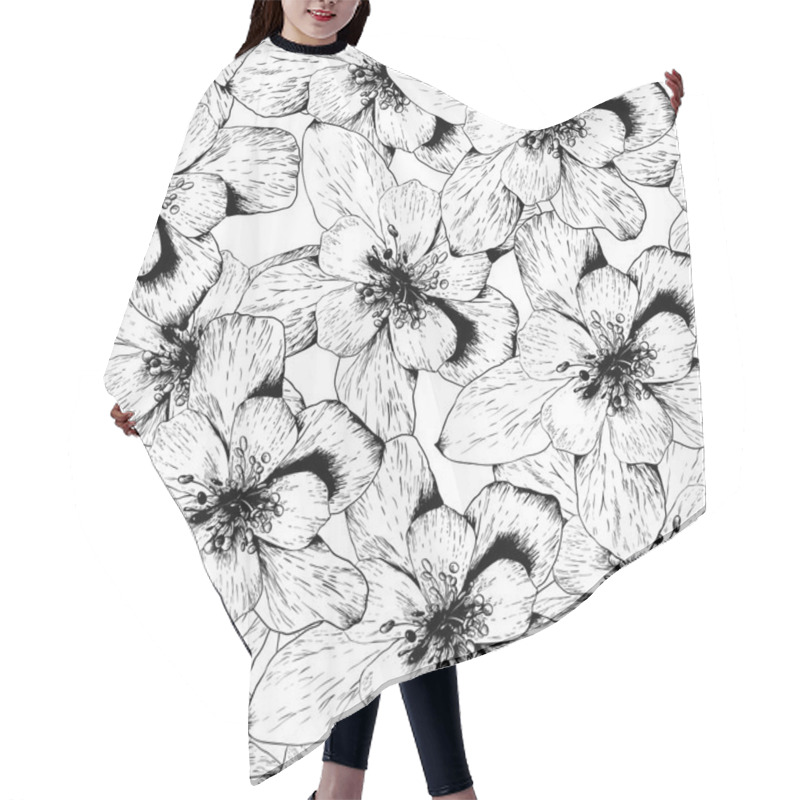 Personality  Beautiful Seamless Monochrome Floral Background Hair Cutting Cape