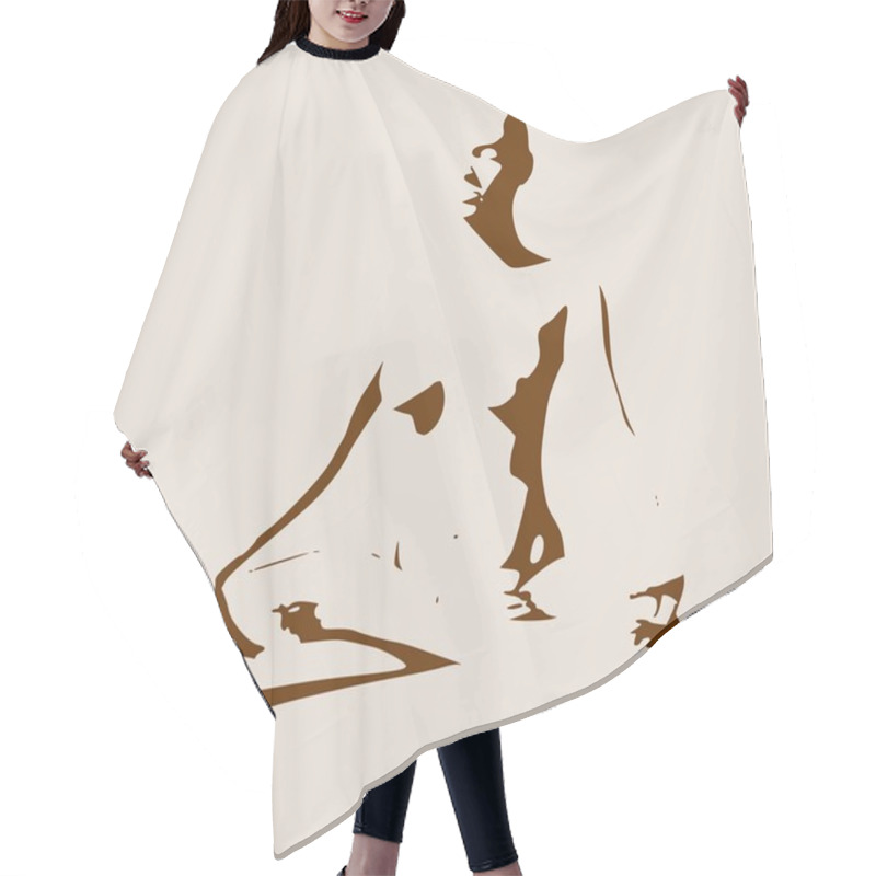 Personality  Woman Silhouette. Lotus Pose For Meditation Hair Cutting Cape