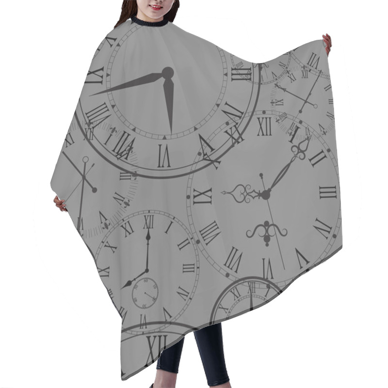 Personality  Retro Clock With Roman Dial Hair Cutting Cape