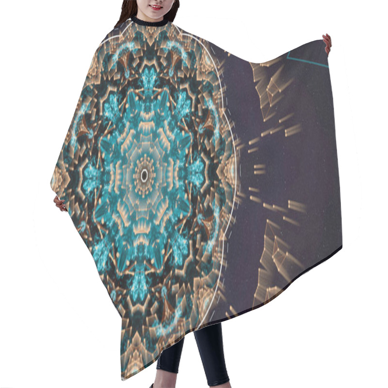 Personality  Subatomic Energy Released. Polygonal And Bokeh Particles Synergy Blasting In Eye-catching Gold Rays Creative Pattern. Hair Cutting Cape