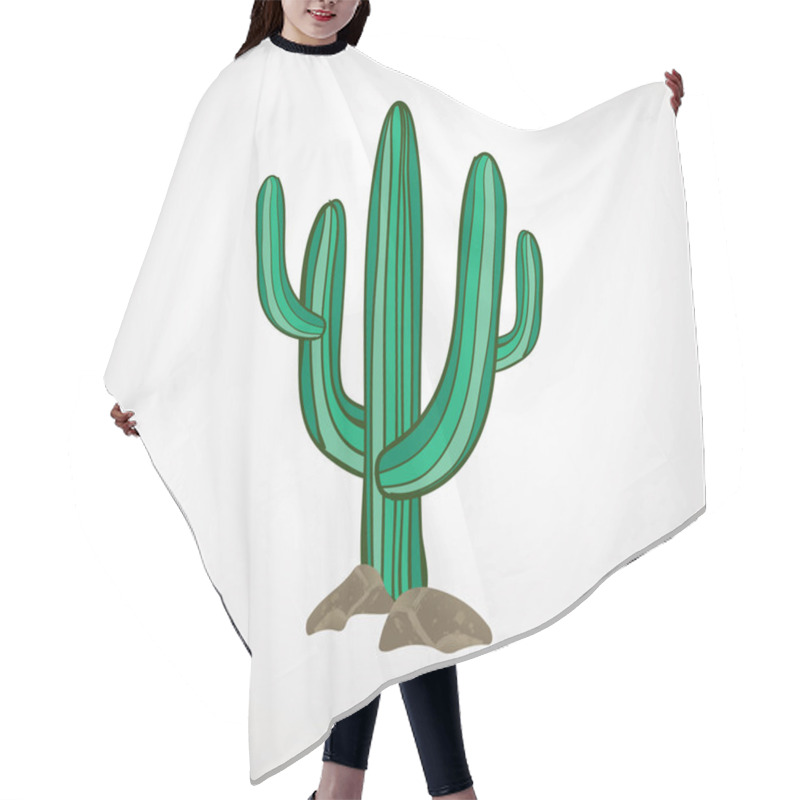 Personality  Vector Illustration Of Isolated Cactus On White Background. Wild West Or Cowboy Theme Icon Hair Cutting Cape