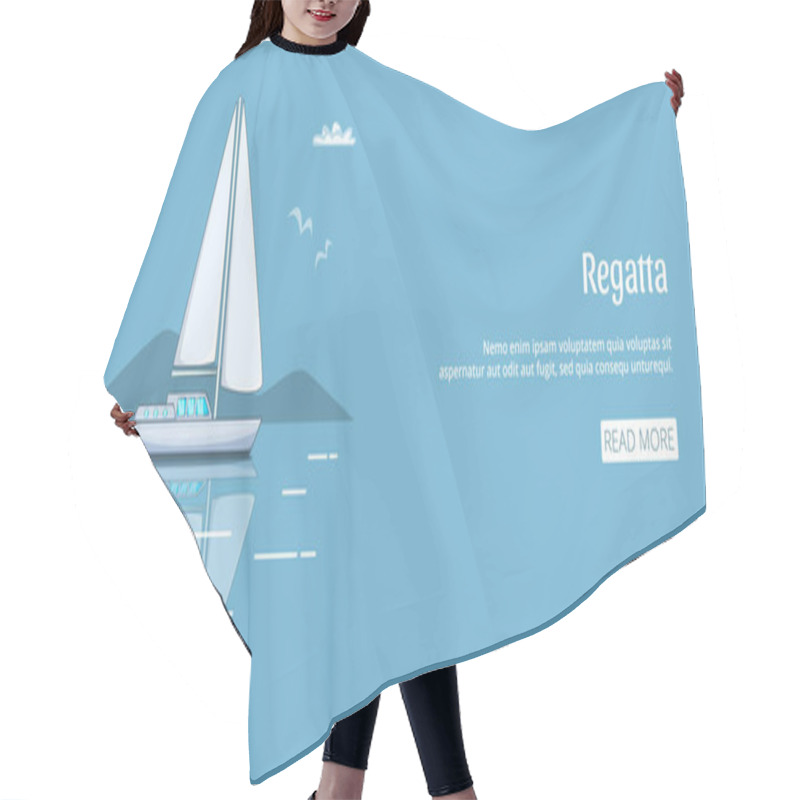 Personality  Regatta Sail Boat Banner Horizontal, Cartoon Style Hair Cutting Cape