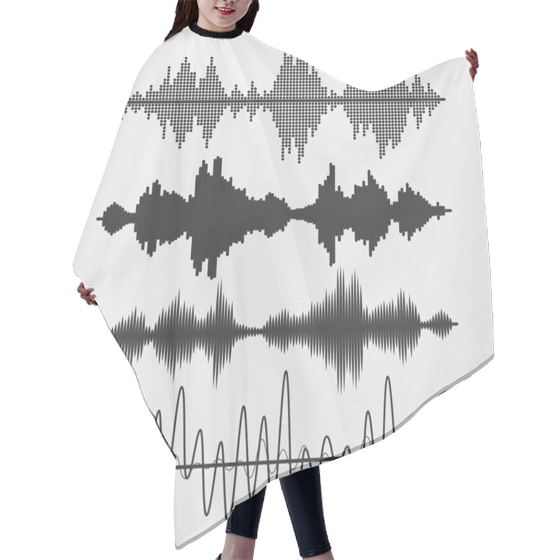 Personality  Set Of Vector Sound Waves Hair Cutting Cape