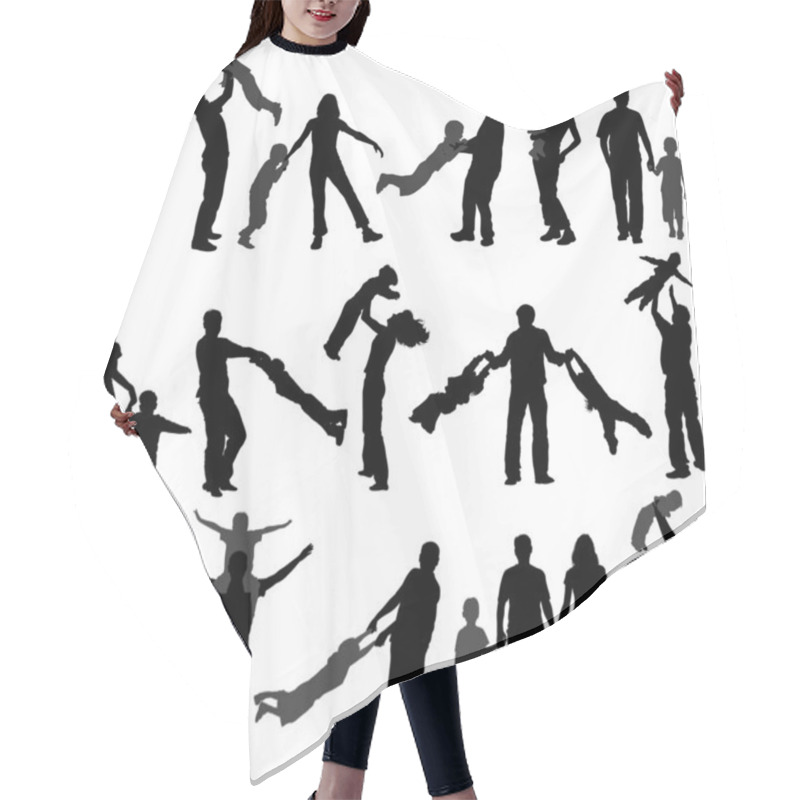 Personality  Silhouette Happy Family Hair Cutting Cape