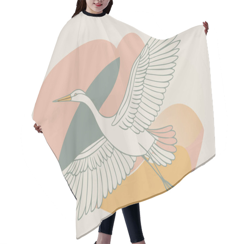 Personality  Stylized Flying Bird Illustration Highlighting Freedom And Grace Hair Cutting Cape