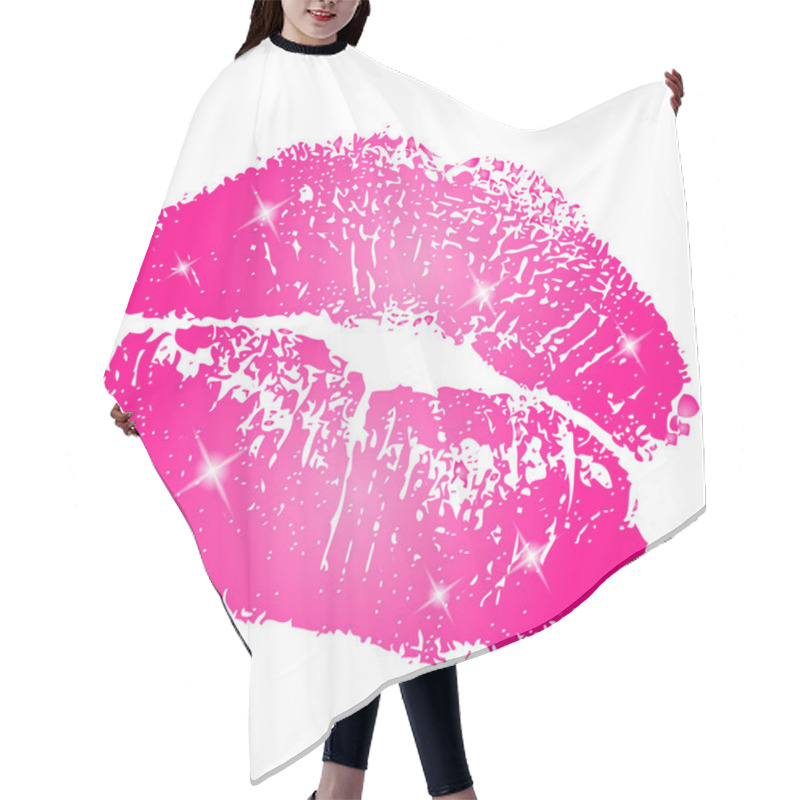 Personality  Vector Illustration Of Pink Kiss Print Hair Cutting Cape