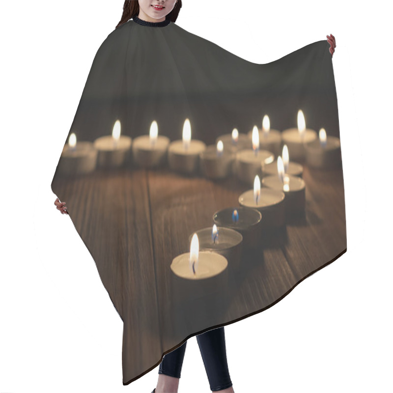 Personality  One Candle And Candles On Old Wooden Background Hair Cutting Cape