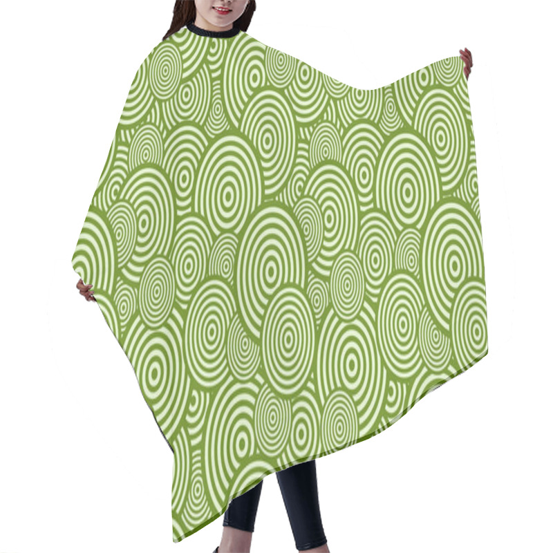 Personality  Green Seamless Overlapping Concentric Circles Background Pattern Vector Graphic Hair Cutting Cape