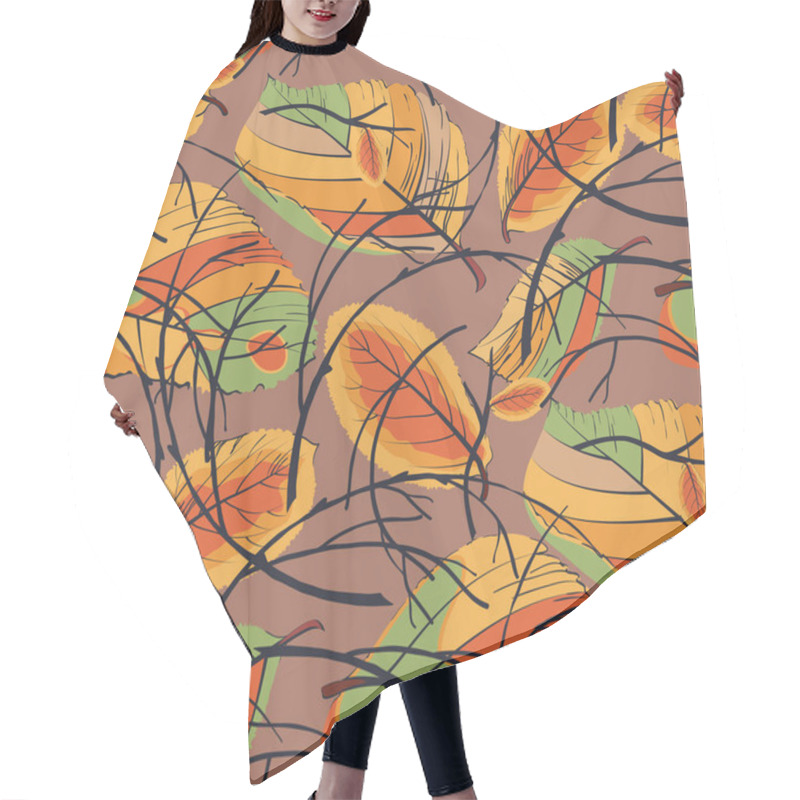 Personality  Seamless Pattern With Autumn Leaves And Twigs Curled Into A Wreath Hair Cutting Cape