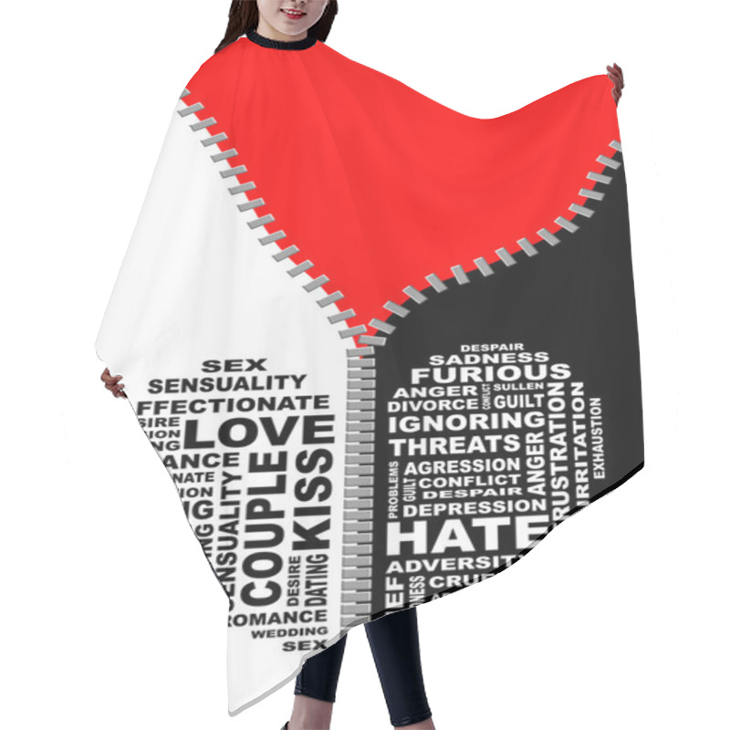 Personality  Vector Heart On A Contrast Background With Zipper Hair Cutting Cape