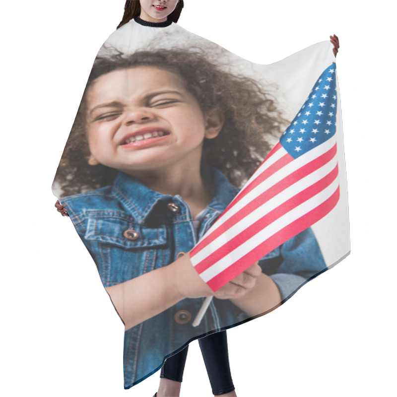 Personality  Baby Girl With American Flag Hair Cutting Cape