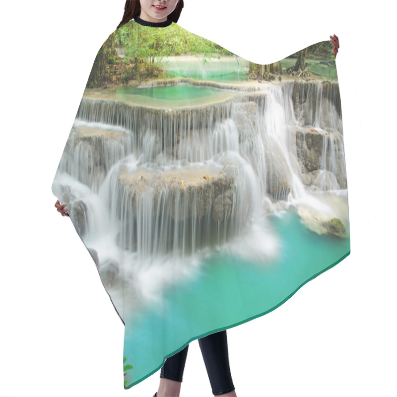 Personality  Deep Forest Waterfall ,Huay Mae Khamin, Kanchanaburi ,Thailand Hair Cutting Cape