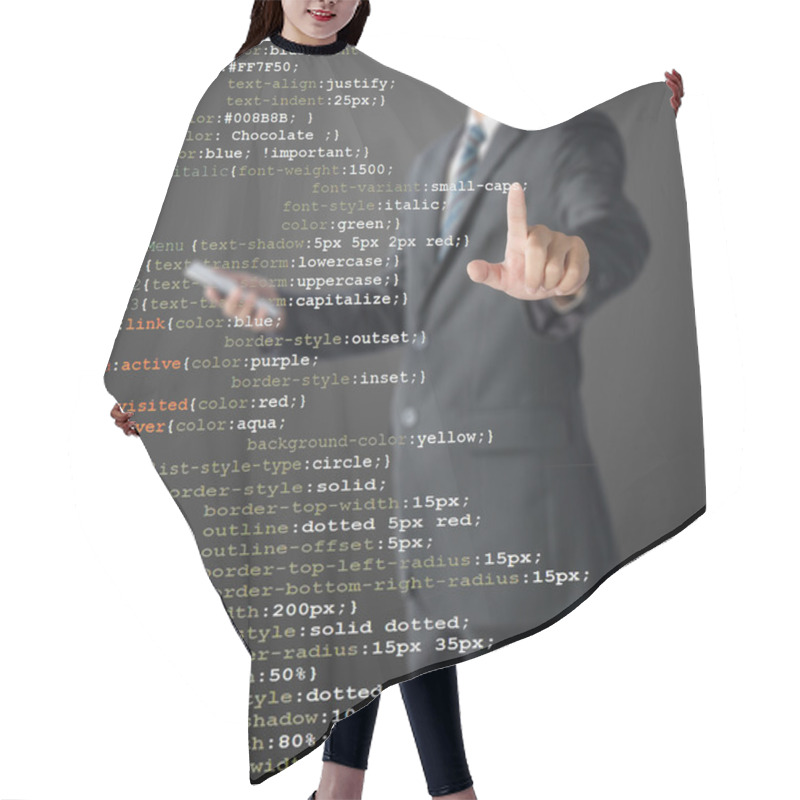 Personality  Programmer Writing CSS Code Hair Cutting Cape