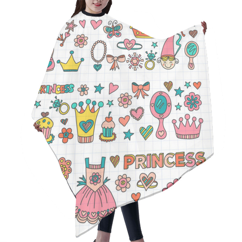 Personality  My Little Princess Hand Drawn Doodle Elements Hair Cutting Cape