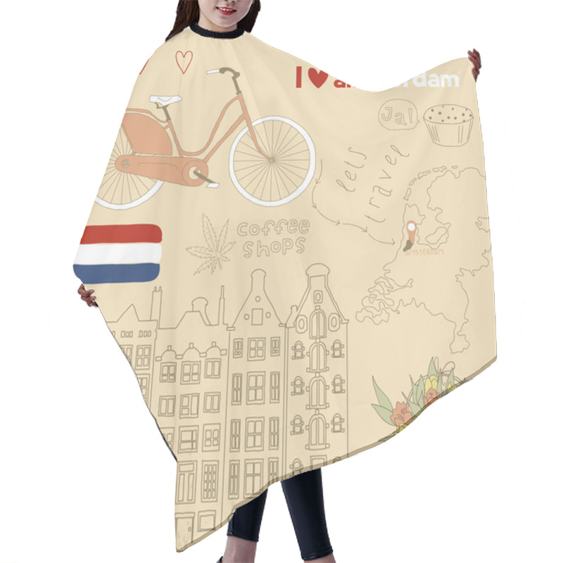 Personality  Vector Set Of Amsterdam Symbols Hair Cutting Cape