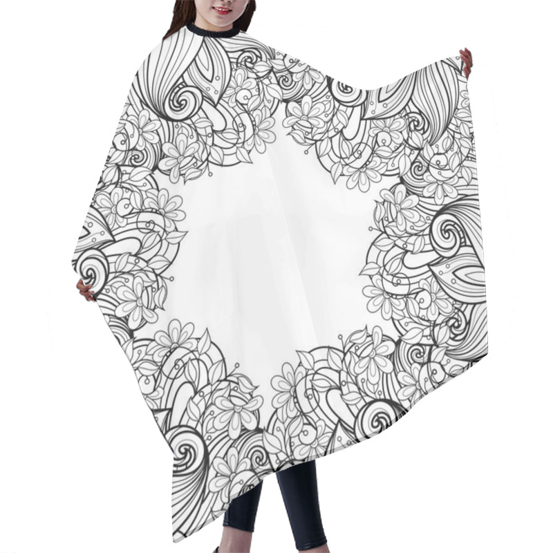 Personality  Seamless Abstract Monochrome Floral Pattern Hair Cutting Cape