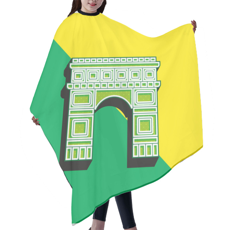 Personality  Arc De Triomphe Green And Yellow Modern 3d Vector Icon Logo Hair Cutting Cape