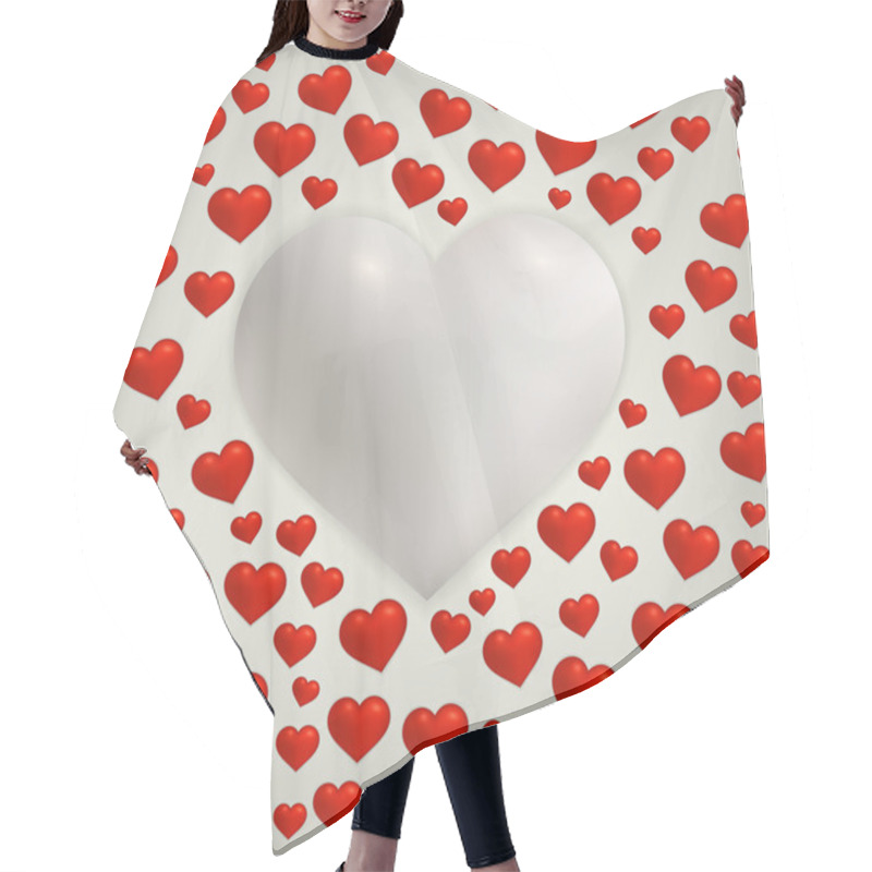 Personality  Heart Valentines Day Card With Red Hearts And Big White Heart Hair Cutting Cape