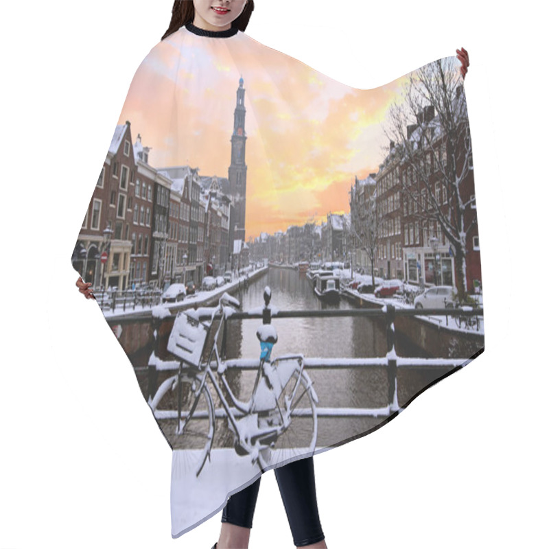 Personality  Amsterdam Covered With Snow With The Westerkerk In Winter In The Hair Cutting Cape