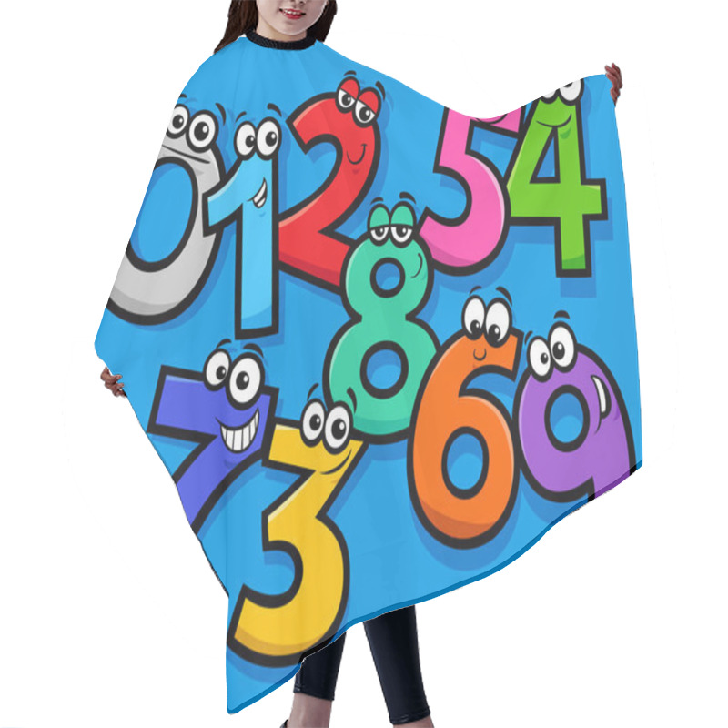 Personality  Educational Cartoon Illustrations Of Basic Numbers Characters Group Hair Cutting Cape