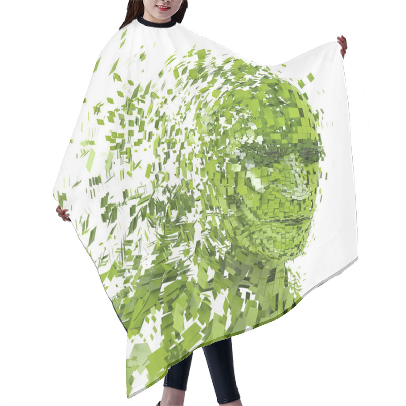 Personality  Green Human Head Into Pieces Hair Cutting Cape