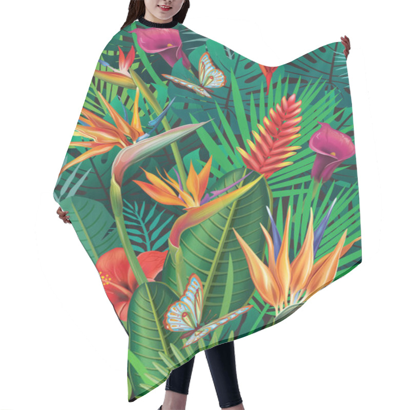 Personality  Background With Exotic Tropical Flowers Hair Cutting Cape