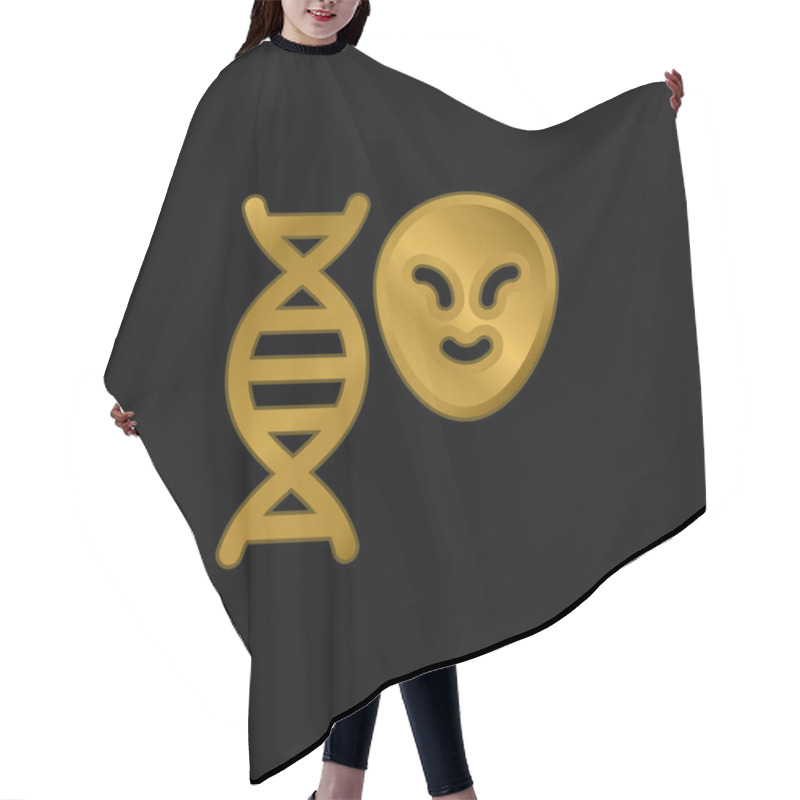 Personality  Alien Gold Plated Metalic Icon Or Logo Vector Hair Cutting Cape