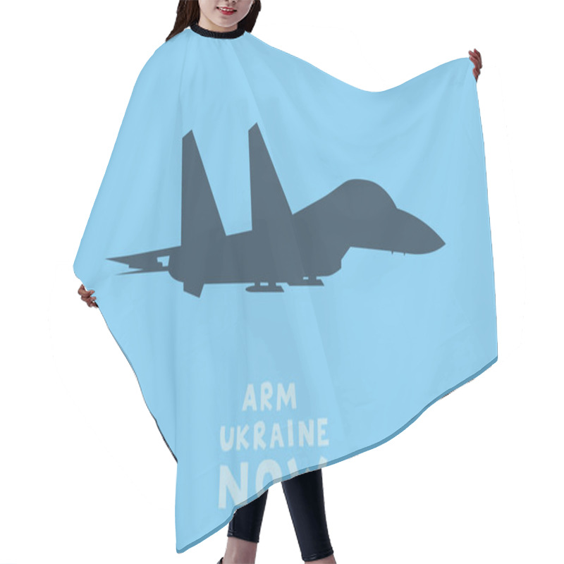 Personality  Illustration Of Aircraft Near Arm Ukraine Now Lettering On Blue Hair Cutting Cape