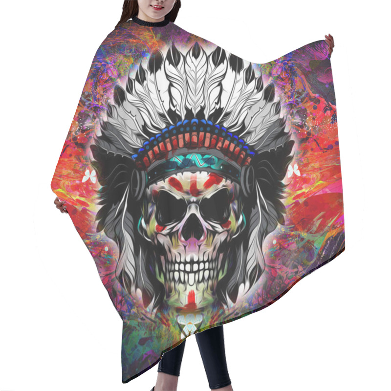 Personality  Hand-drawn Indian Skull Hair Cutting Cape