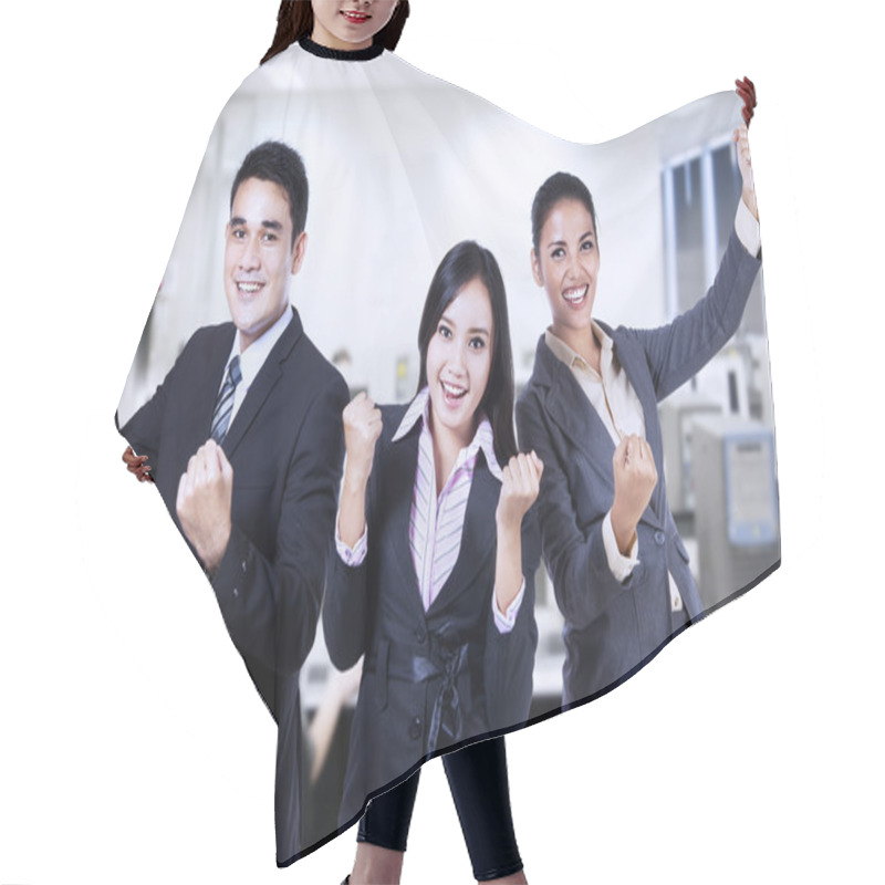 Personality  Business People Celebrating A Triumph With Arms Up Hair Cutting Cape