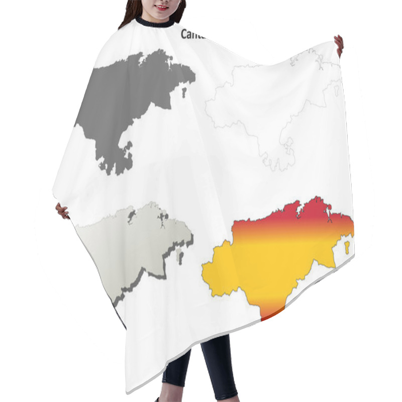 Personality  Cantabria Blank Detailed Outline Map Set Hair Cutting Cape