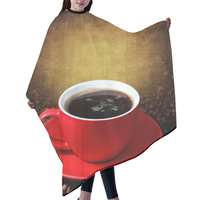 Personality  Cup Of Coffee On Grunge Textured Background Hair Cutting Cape