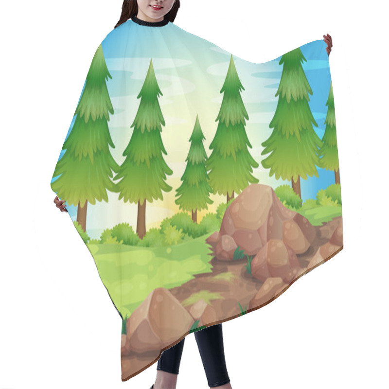 Personality  Big Stones And Pine Trees Hair Cutting Cape