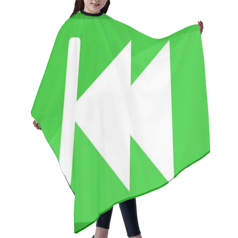 Personality  Vector Illustration Green And White Icon Rewind Button Hair Cutting Cape