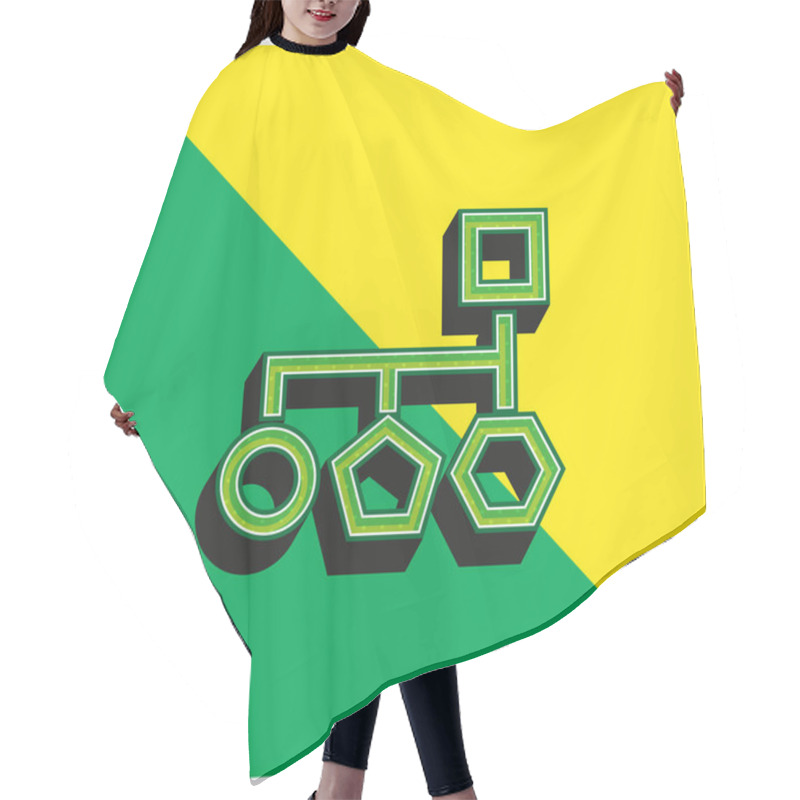 Personality  Block Scheme Of Basic Geometrical Shapes Green And Yellow Modern 3d Vector Icon Logo Hair Cutting Cape