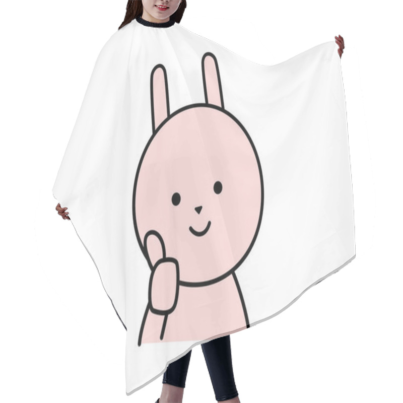 Personality  A Cute Rabbit Character Makes A Good Hand Sign Hair Cutting Cape