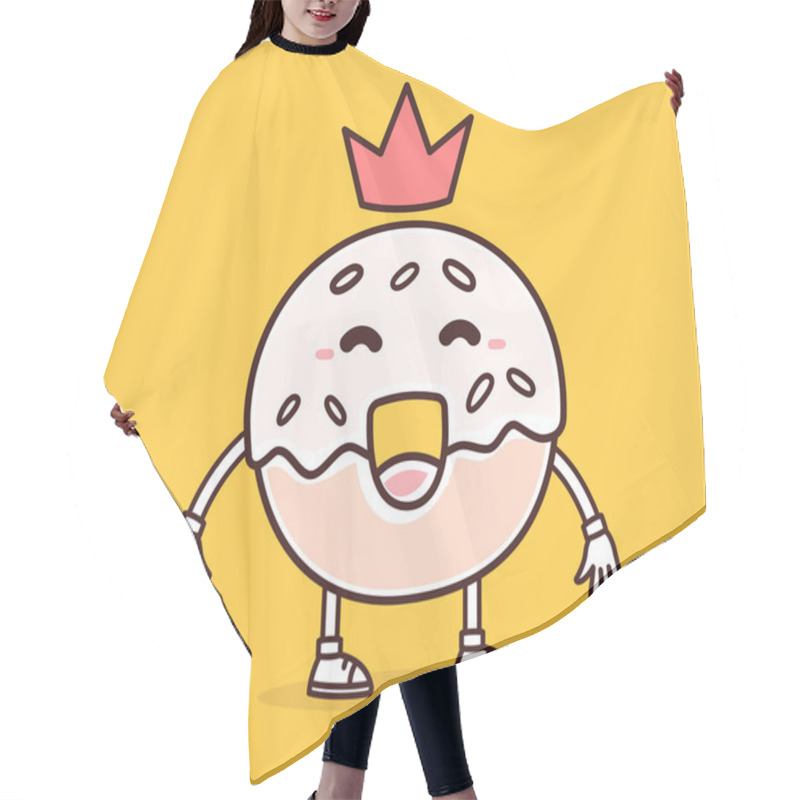 Personality  Cartoon Donut Concept. Doodle Style. Hair Cutting Cape