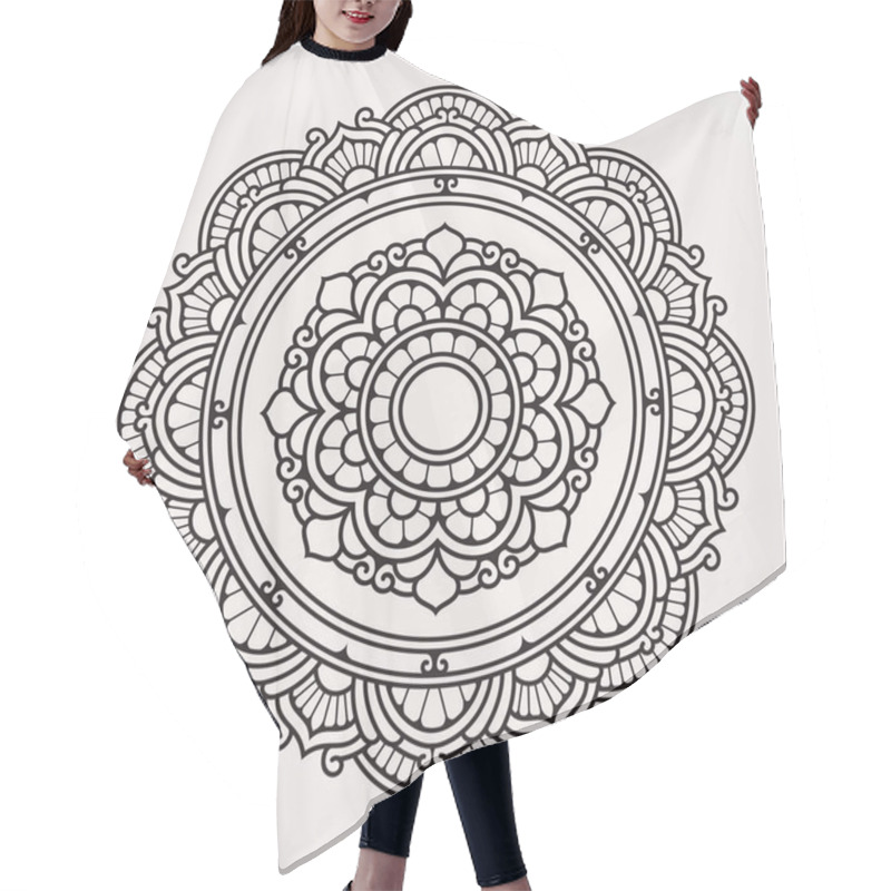 Personality  Circular Pattern With A Blend Of Modern Flower-shaped Ornaments. Suitable For Henna, Tattoos, Photos, Coloring Books. Islam, Hindu,Buddha, India, Pakistan, Chinese, Arab Hair Cutting Cape