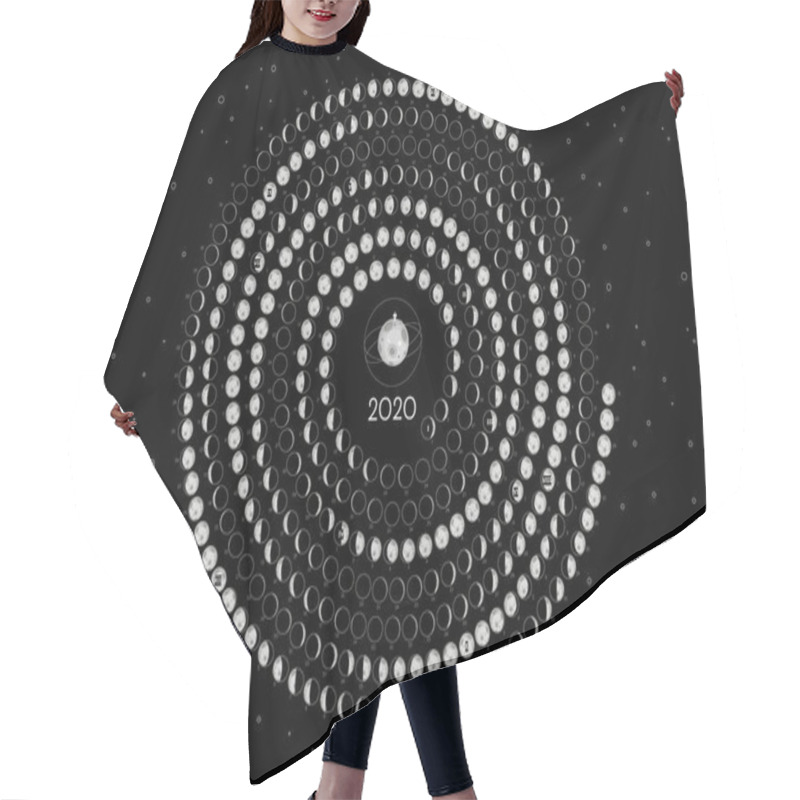 Personality  Moon Calendar 2020 Northern Hemisphere Black Rounded Hair Cutting Cape