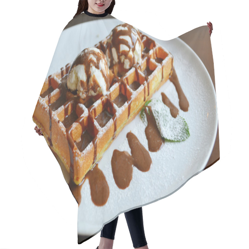 Personality  Belgian Waffle With Ice Cream, Chocolate And Mint Hair Cutting Cape