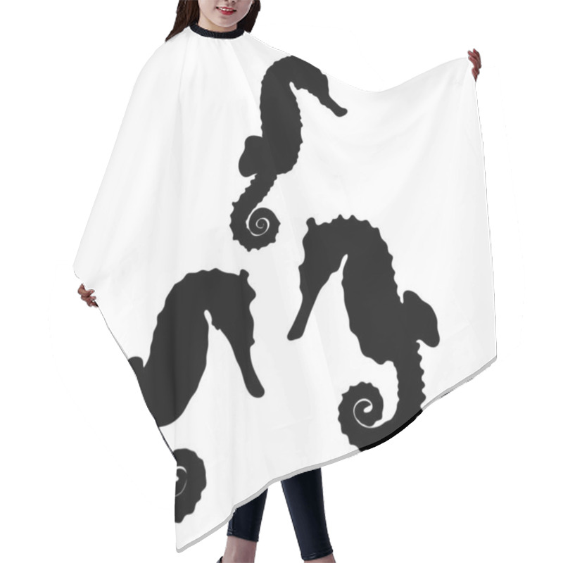 Personality  Set Of Sea Horses Silhouette Hair Cutting Cape