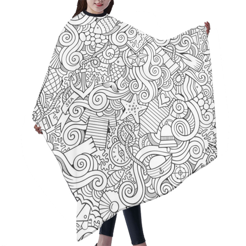 Personality  Seamless Pattern Sealife And Marine Hair Cutting Cape