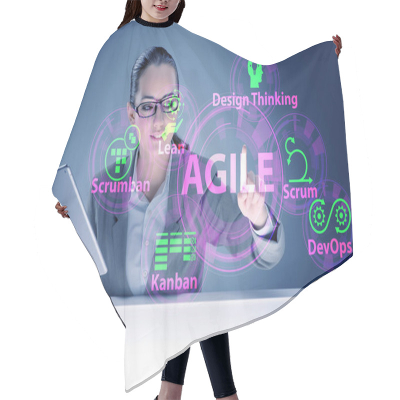 Personality  Agile Concept With Business People Pressing Buttons Hair Cutting Cape