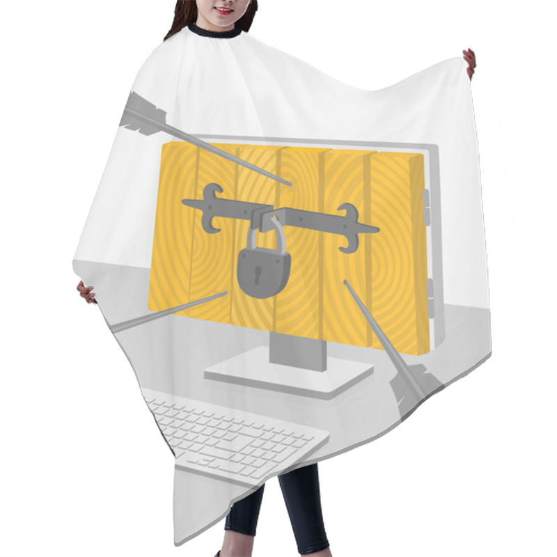 Personality  Computer In Safe Hair Cutting Cape