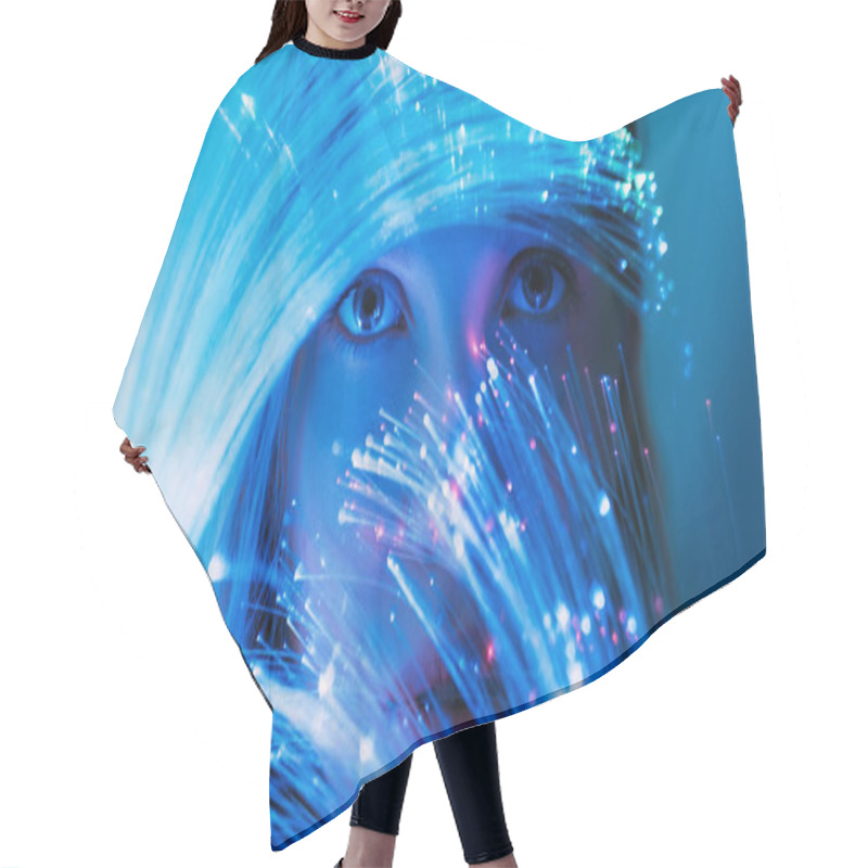 Personality  Fantasy Portrait Inner World Female Face Blue Hair Cutting Cape