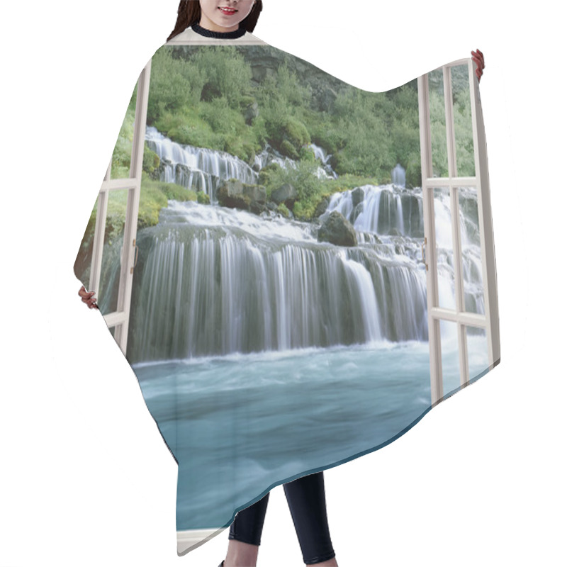 Personality  Hraunfossar Waterfall, Iceland Hair Cutting Cape